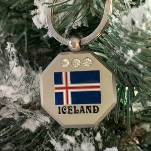 ICELAND🎄Rhinestone Vintage Ornament Keychain
